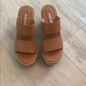 Leather Wedge Slides
